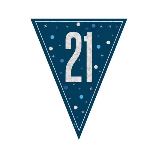 Happy Birthday 21 Blue zászlófüzér 274 cm