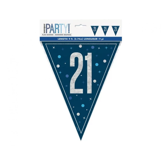 Happy Birthday 21 Blue zászlófüzér 274 cm