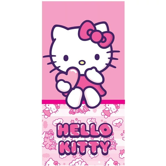 Hello Kitty Pinky Heart fürdőlepedő, strand törölköző 70x140 cm (Fast Dry)