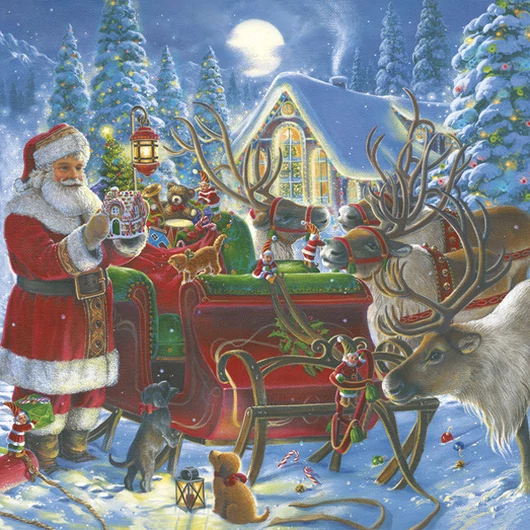 Karácsonyi Santa with Sleigh szalvéta 20 db-os 33x33 cm