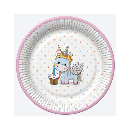 Unikornis Sweet papírtányér 8 db-os 18 cm