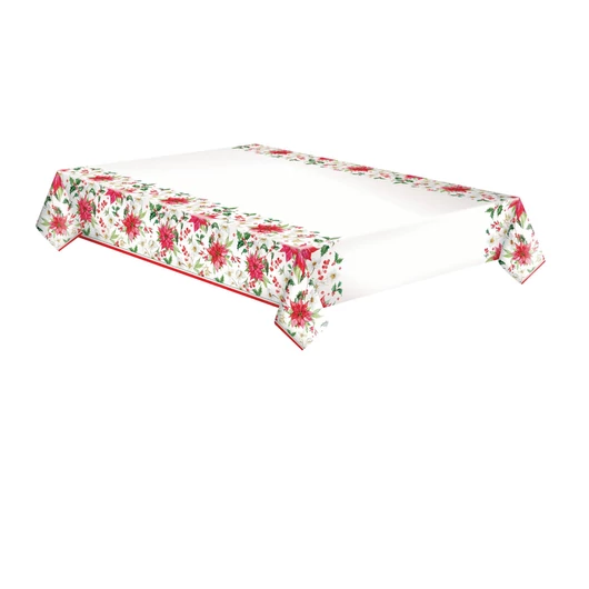 Karácsonyi Poinsettia papír asztalterítő 120x180 cm