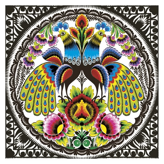 Állatos Folk Peacocks szalvéta 20 db-os 33x33 cm