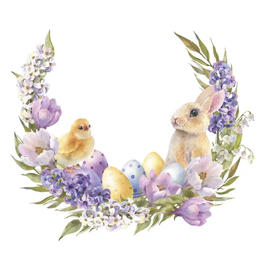 Húsvét Flowers Wreath szalvéta 20 db-os 33x33 cm