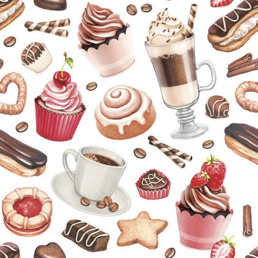 Desszert Coffee and Sweets szalvéta 20 db-os 33x33 cm