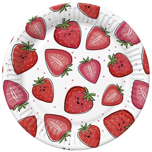 Gyümölcs Strawberries papírtányér 8 db-os 18 cm