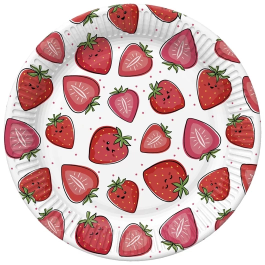 Gyümölcs Strawberries papírtányér 8 db-os 22,7 cm