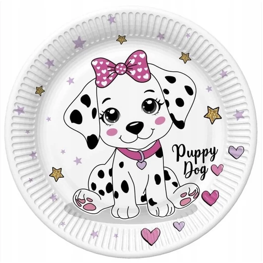Állatos Charming Puppy papírtányér 8 db-os 22,7 cm