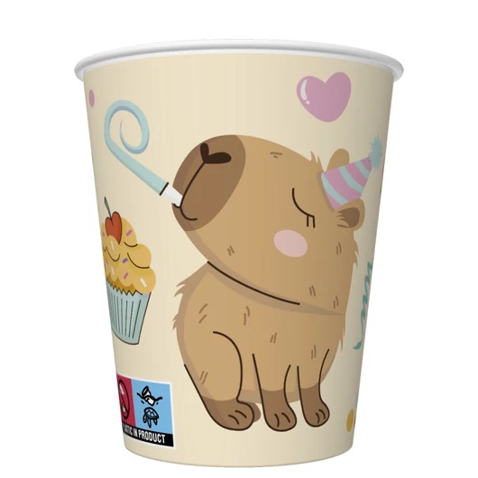 Happy Birthday Capybaras papír pohár 8 db-os 250 ml