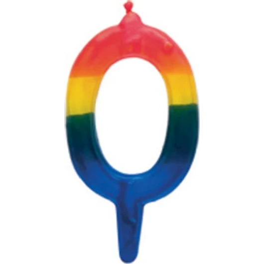 Színes Striped tortagyertya, számgyertya 0-ás