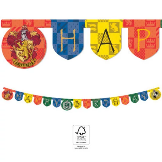 Harry Potter Hogwarts Houses Happy Birthday felirat FSC 2 m