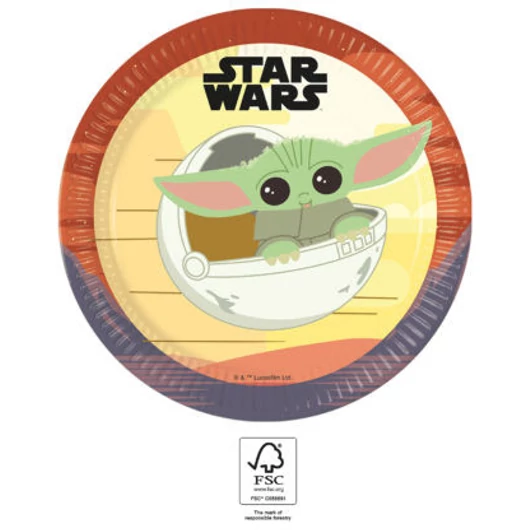 Star Wars The Mandalorian papírtányér 8 db-os 23 cm FSC