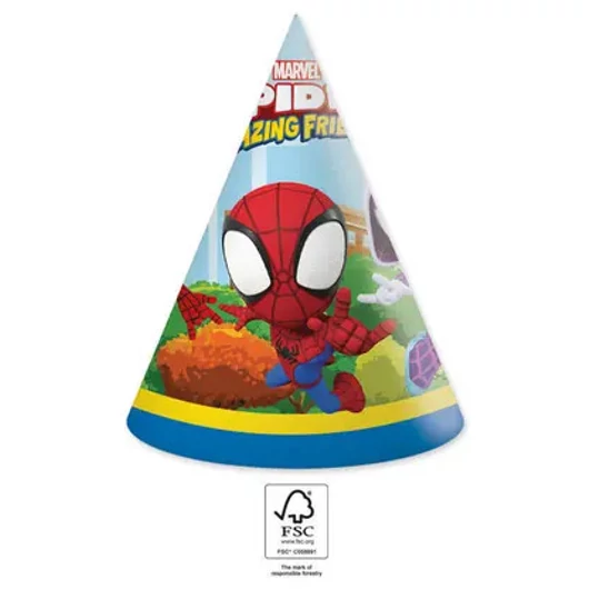 Pókember Spidey parti kalap, csákó 6 db-os FSC