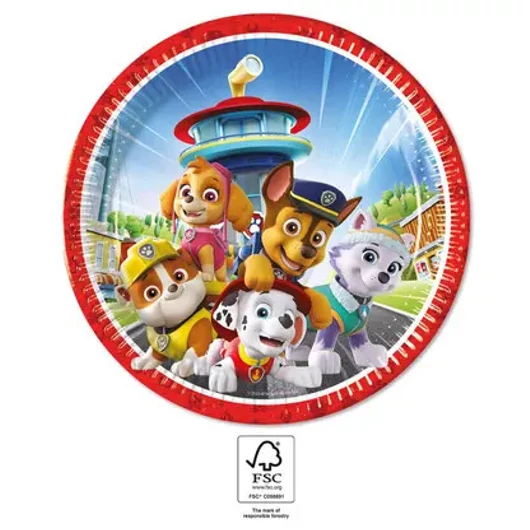 Mancs Őrjárat Rescue Heroes papírtányér 8 db-os 23 cm FSC