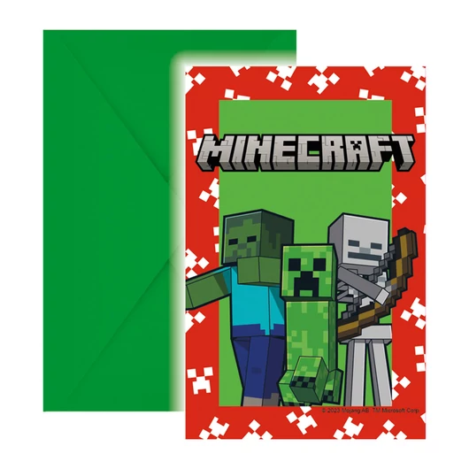 Minecraft Green party meghívó 6 db-os FSC
