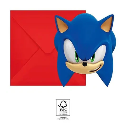 Sonic a sündisznó Sega party meghívó 6 db-os FSC