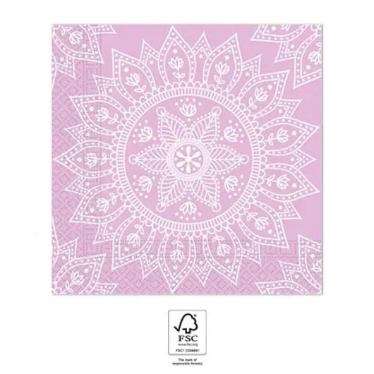 Mandala Purple White szalvéta 20 db-os, 33x33 cm FSC