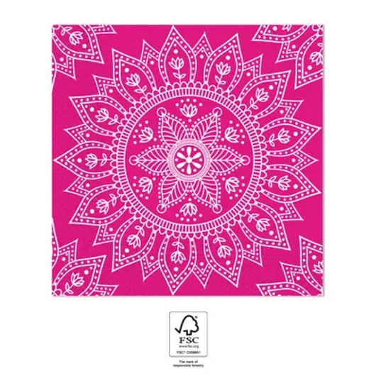 Mandala Fuchsia White szalvéta 20 db-os, 33x33 cm FSC