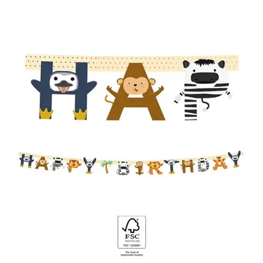 Állatos Zoo Happy Birthday felirat FSC 2 m