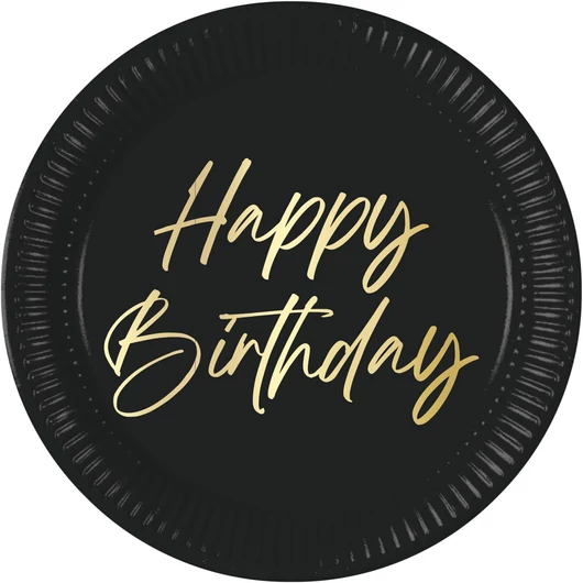 Happy Birthday Elegant papírtányér 8 db-os 23 cm FSC