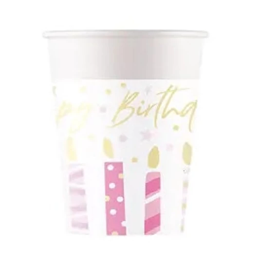 Happy Birthday Candles papír pohár 8 db-os 200 ml FSC