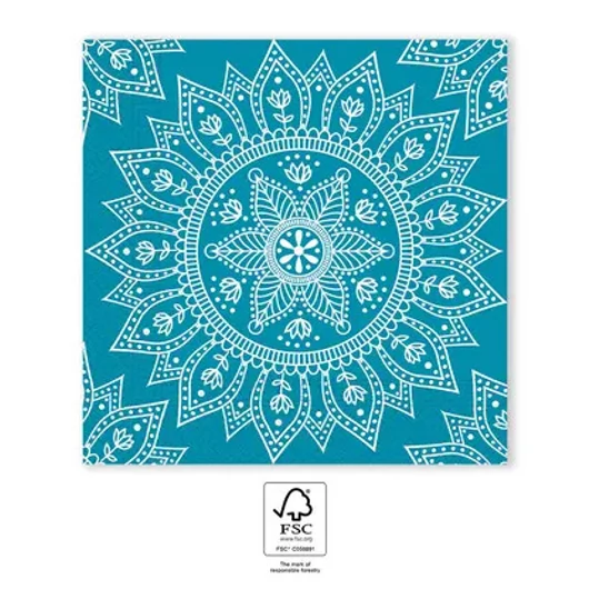 Mandala Petrol White szalvéta 20 db-os, 33x33 cm FSC