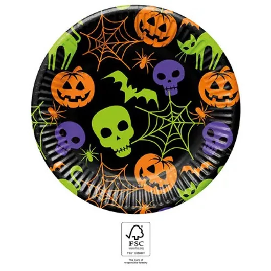 Halloween Happy papírtányér 8 db-os 23 cm FSC