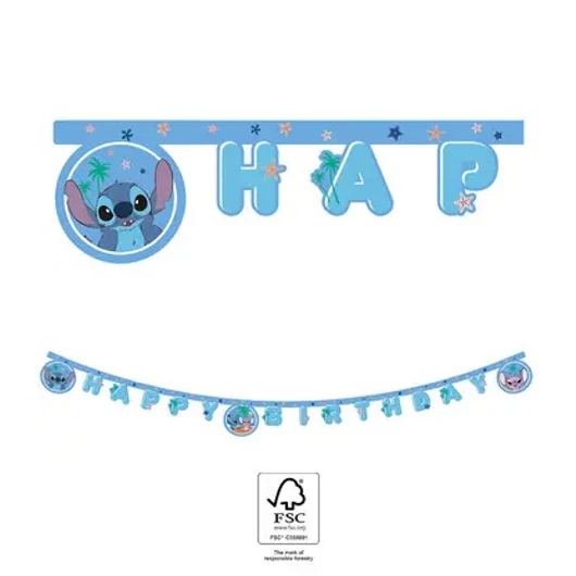 Disney Lilo és Stitch, A csillagkutya Angel Happy Birthday felirat FSC 2 m