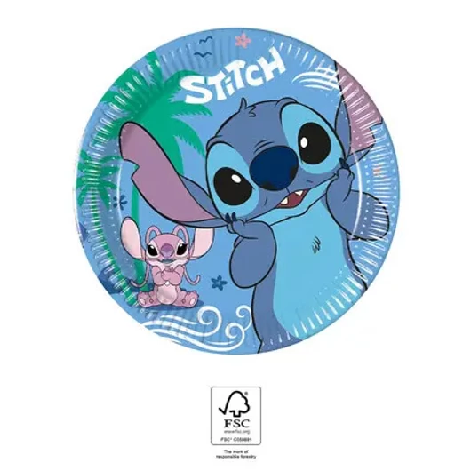 Disney Lilo és Stitch, A csillagkutya Angel papírtányér 8 db-os 20 cm FSC
