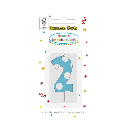 Színes Light Blue 2-es tortagyertya, számgyertya