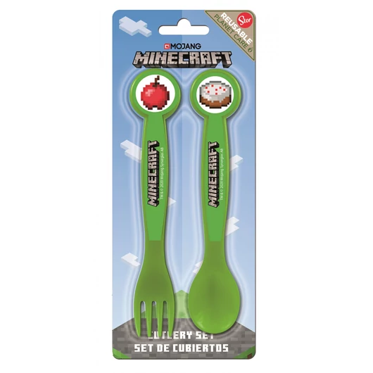 Minecraft Creeper műanyag evőeszköz készlet - 2 darabos