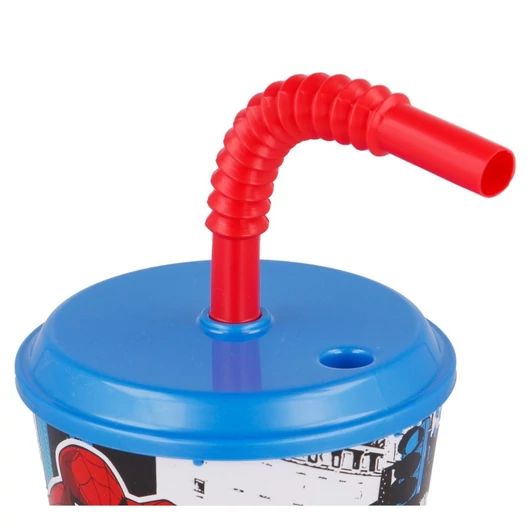 Pókember Streets szívószálas pohár, műanyag 430 ml