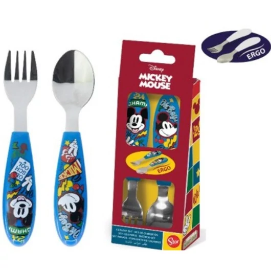 Disney Mickey True Champions fém ergo evőeszköz készlet - 2 darabos