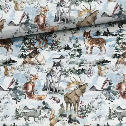 Prémium mintás pamutvászon, A téli erdő legendái 1,58 x 0,50 m