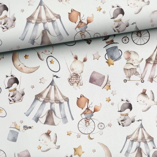 Prémium mintás pamutvászon, Cirkuszi mókázás 1,58 x 0,50 m