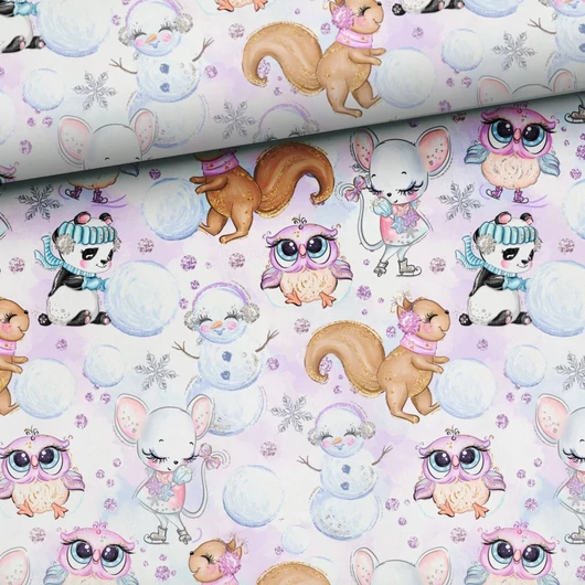 Prémium mintás futter, Téli szórakozás- Állatkák  1,70 x 0,90 m