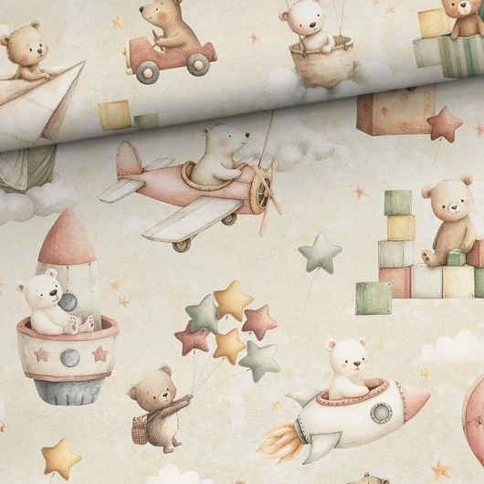 Prémium mintás pamutvászon, Plüssmacik az oviban 1,58 x 0,50 m