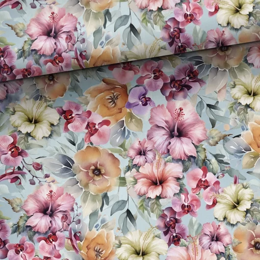 Prémium pamut jersey, Trópusi orchideák  1,60 x 0,50 m