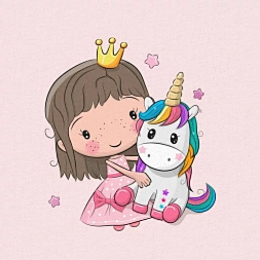 Prémium Futter, szabadidő anyag panel 40x50 cm, kislány és unicornis