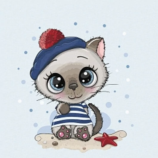 Prémium Futter, szabadidő anyag panel 40x50 cm, matróz cica