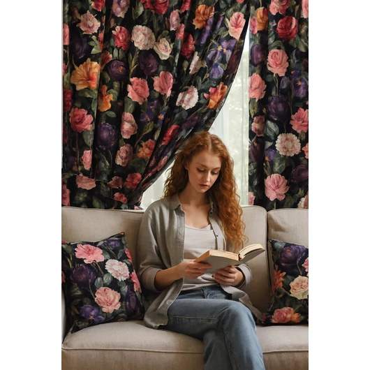 Prémium mintás pamutvászon, Az éjszaka virágai