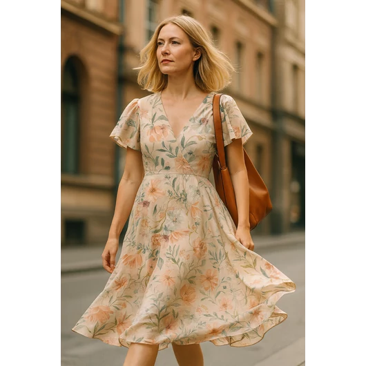 Prémium pamut jersey, Barackvirág