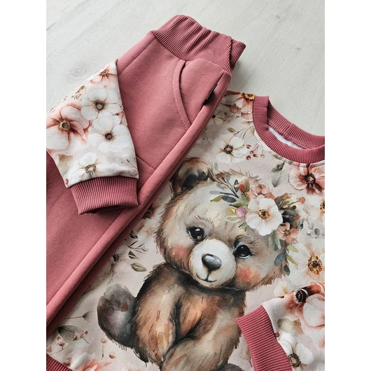 Prémium Futter, szabadidő anyag panel 40x50 cm, Maci virágokkal