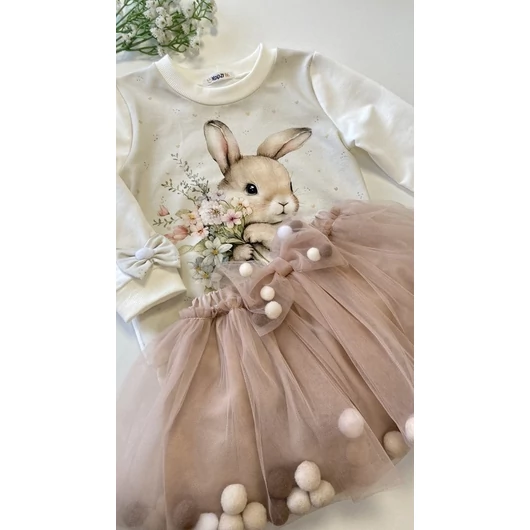 Prémium Futter, szabadidő anyag panel 40x50 cm, Nyuszi virágcsokorral