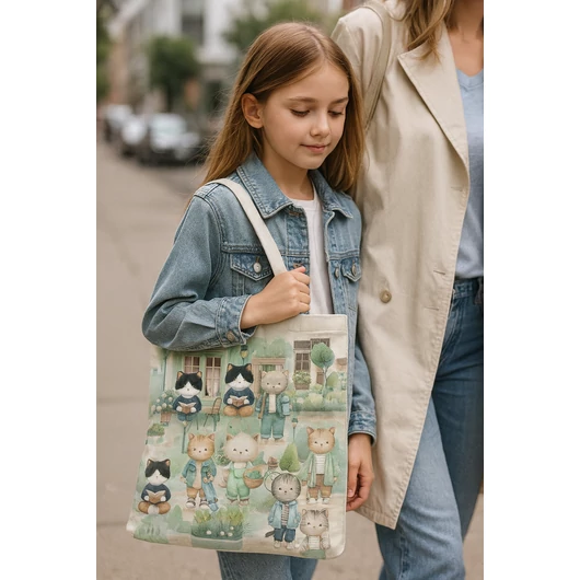 Prémium mintás pamutvászon, Macskák a városban