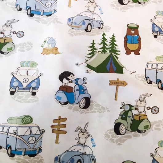 Mintás pamutvászon, erdei kirándulás