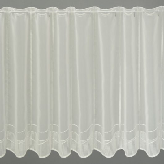Fehér fényáteresztő vitrázs függöny fehér sávos díszítéssel 45 cm