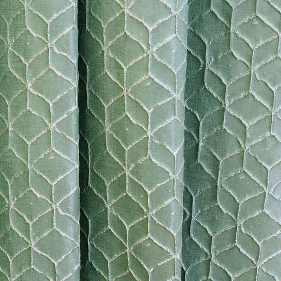 Zenox sötétítő függöny anyag, zöld színben, szabályos mintával