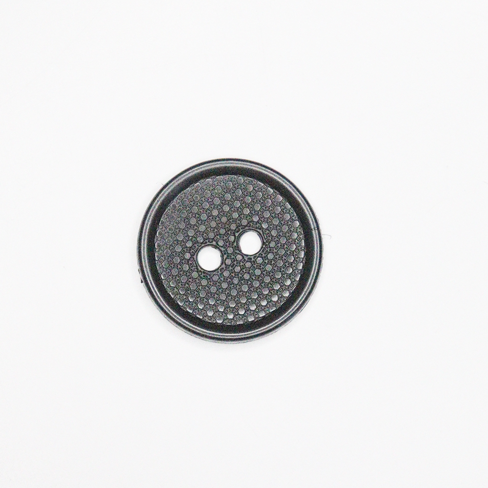 Műanyag kétlyukú gomb fekete, 50 mm